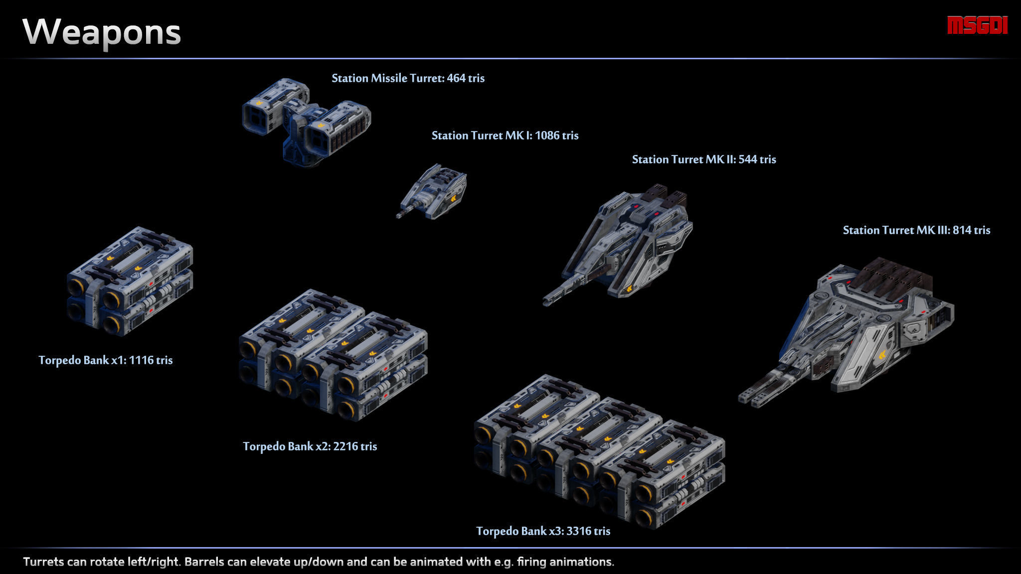 Modular Military Space Station Low-poly 3D model_3