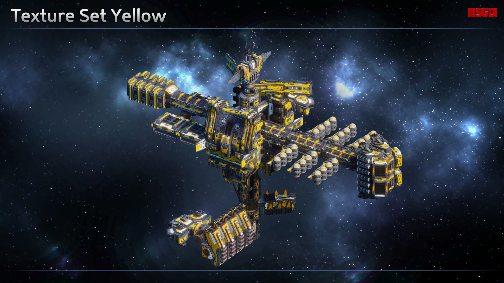 Modular Military Space Station Low-poly 3D model_14