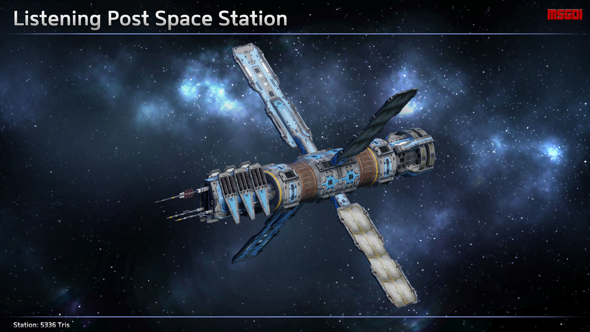 Modular Military Space Station Low-poly 3D model_2