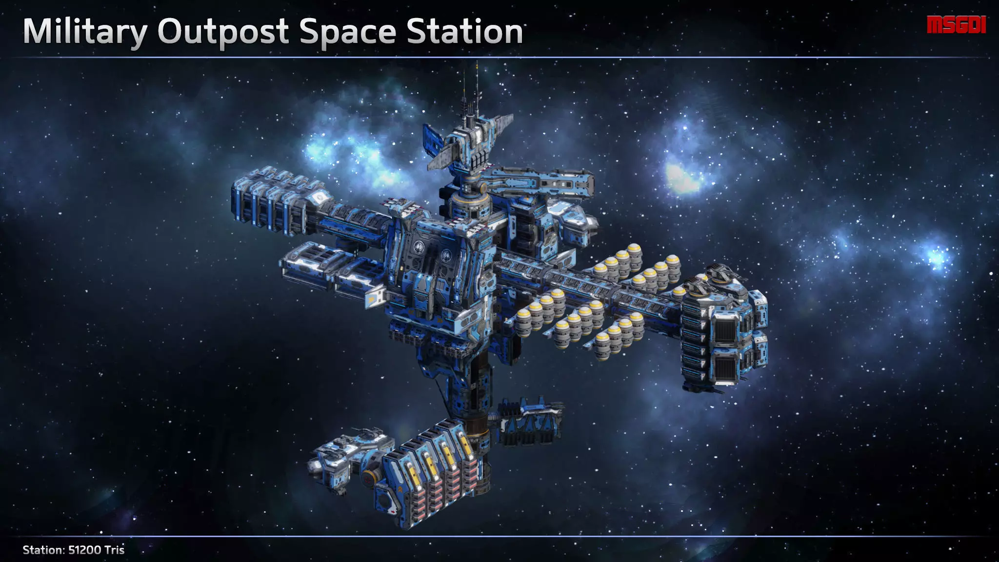 Modular Military Space Station Low-poly 3D model_0