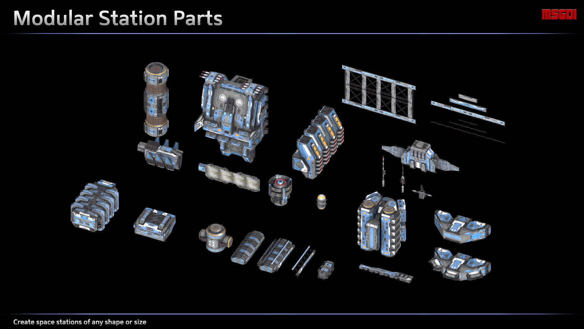 Modular Military Space Station Low-poly 3D model_5