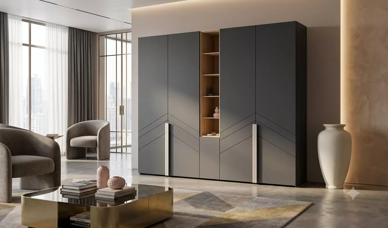 Closet wardrobe with original design and vases 3D model