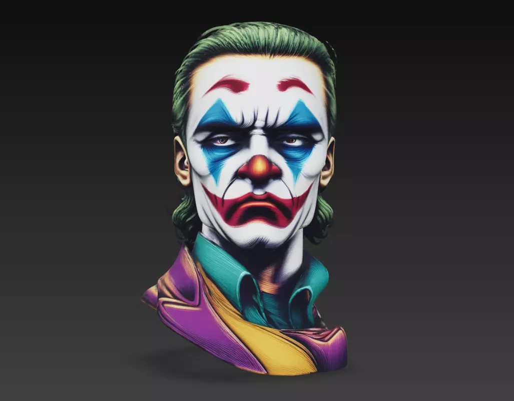 Stylized Clown Joker Bust Character 3D Model 3D print model