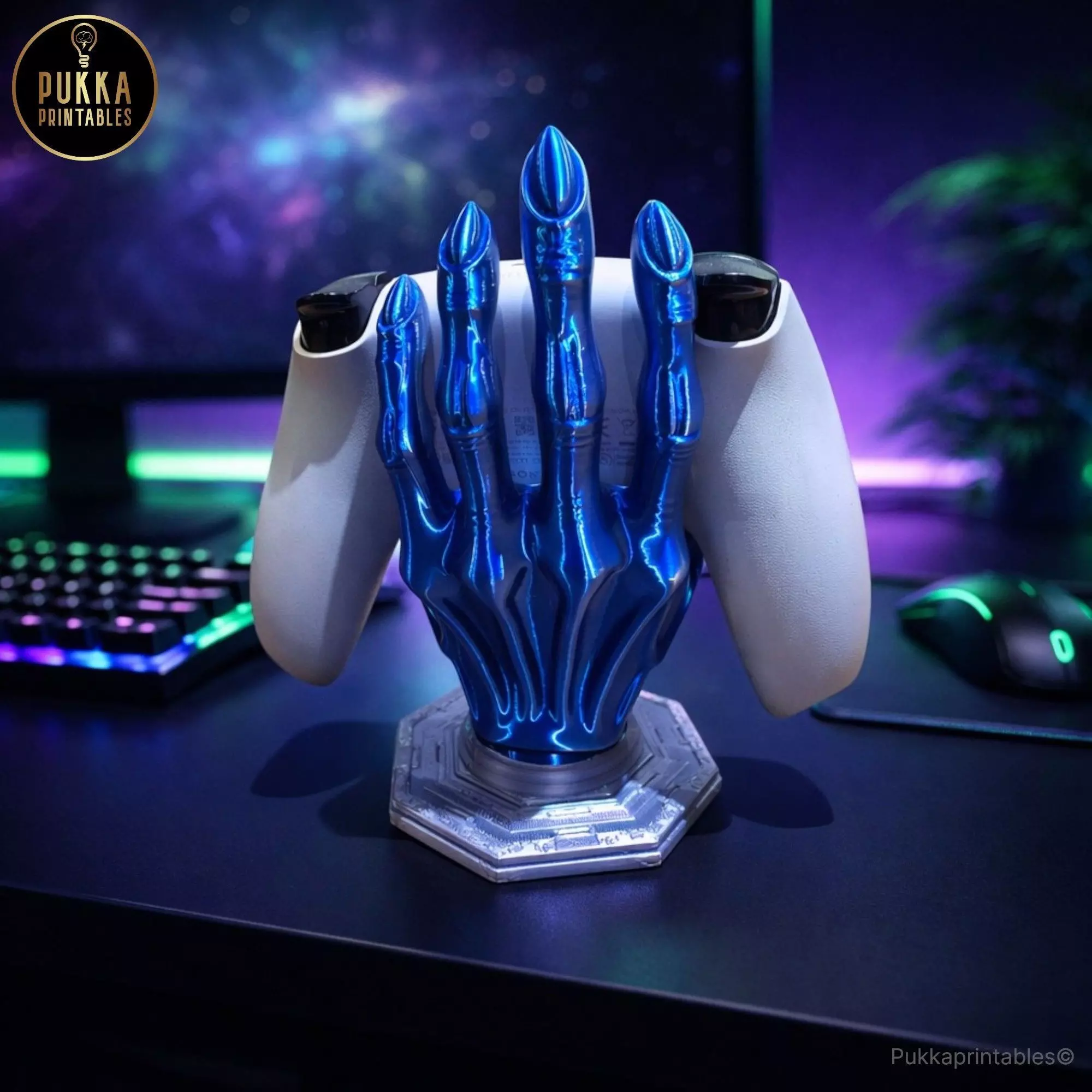 Alien Hand Controller Stand and Headphone Hanger Wall Mount Set 3D print model