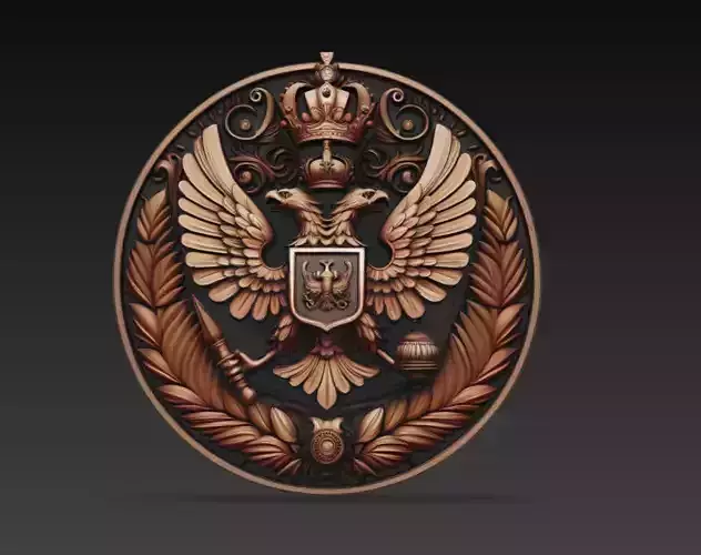 Royal Double Eagle Crest Emblem Relief 3D Model