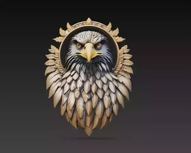 Eagle Head Crest Emblem Sculpture 3D Model