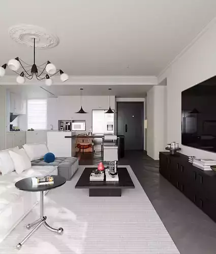 Modern Classic Living Scene 3D model 3