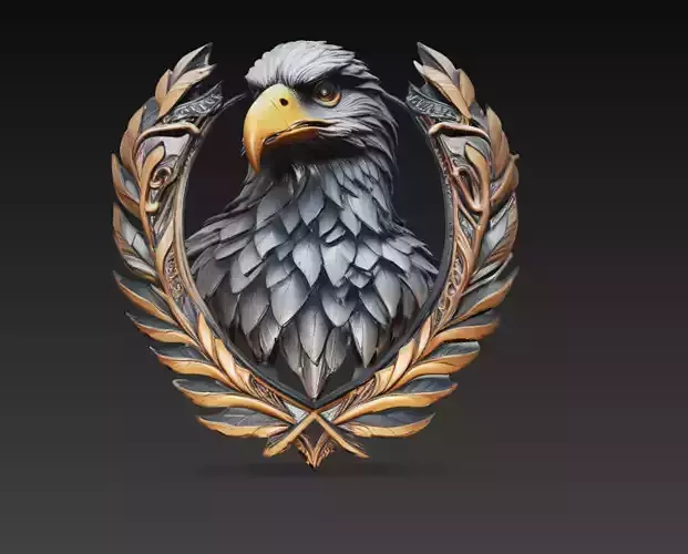 Eagle Emblem Crest Relief Sculpture 3D Model