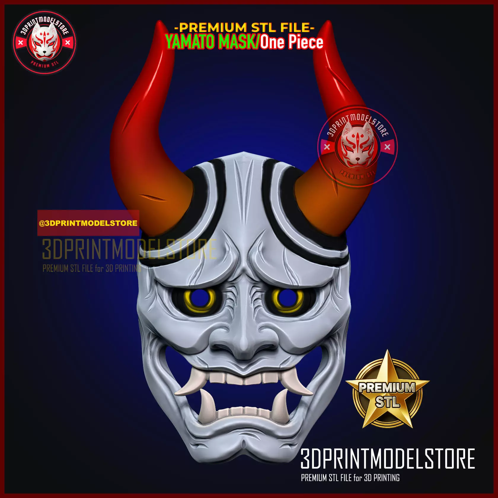 Yamato Mask - One Piece LA - Anime Cosplay Helmet - Oni Samurai 3D print model