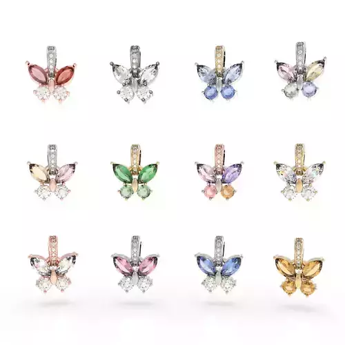 Small Gemstone Butterfly Pendant with Diamond Bail