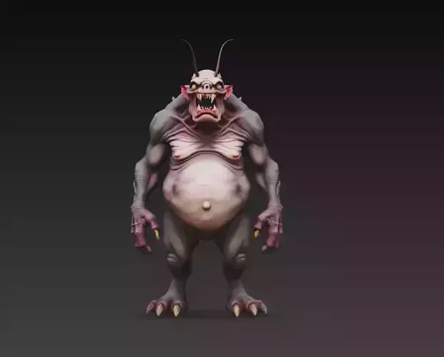 Stylized Fat Demon Monster Creature Full Body 3D Model