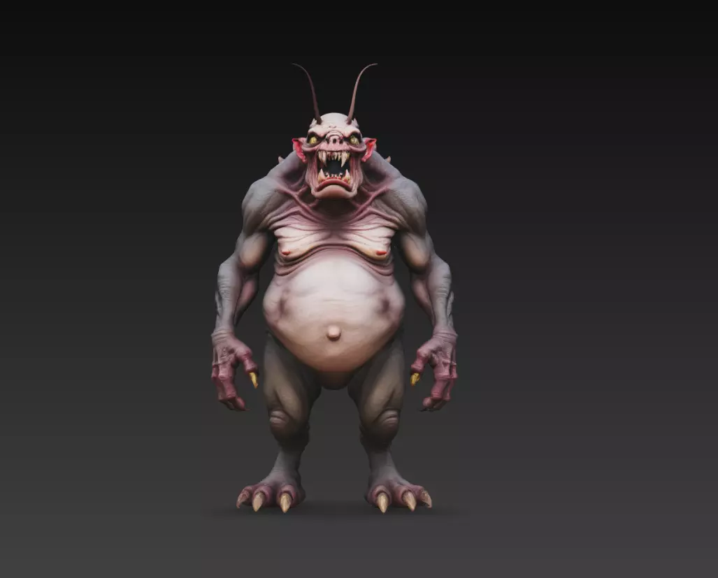 Stylized Fat Demon Monster Creature Full Body 3D Model 3D print model