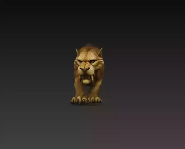 Realistic Lion Sculpture Animal Figure 3D Model