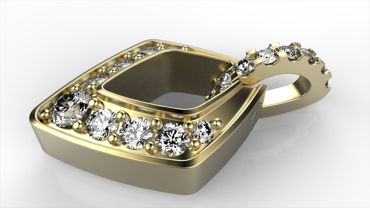 Rhombus shape pendant 3D print model_4