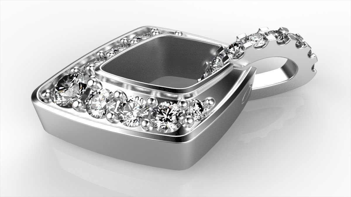 Rhombus shape pendant 3D print model_5