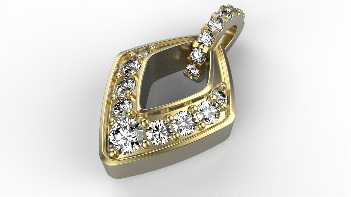 Rhombus shape pendant 3D print model_2