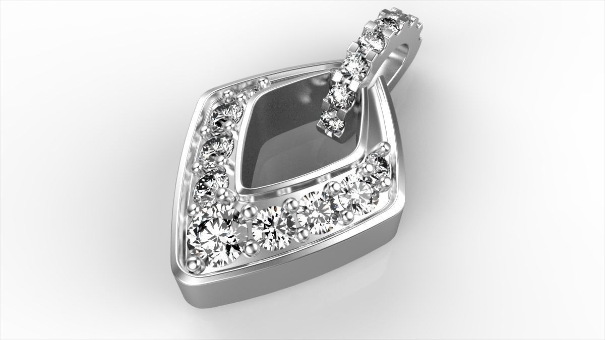 Rhombus shape pendant 3D print model_3