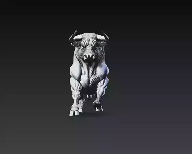 Charging Bull Sculpture Stylized Animal 3D Model