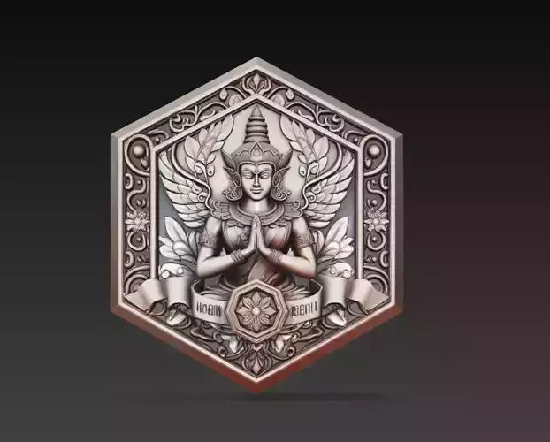Divine Angel Relief Medallion Sculpture 3D Model