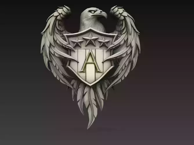 Eagle Shield Crest Emblem Sculpture 3D Model