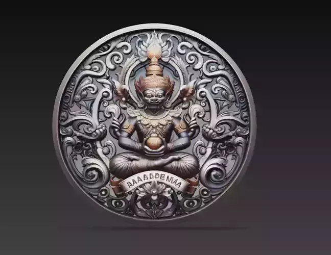 Thai Guardian Demon Relief Medallion 3D Model