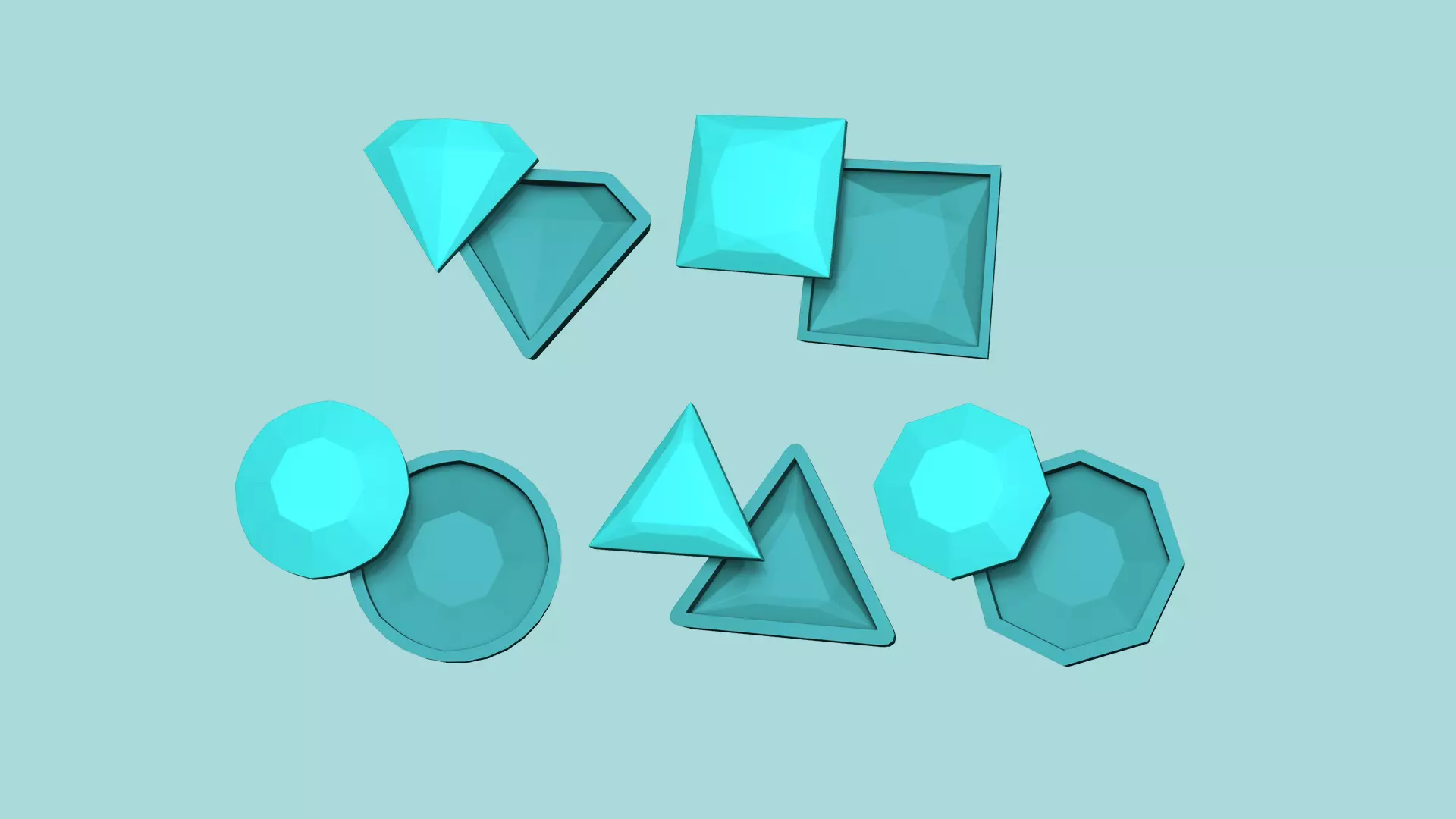 Kit 05 Gemstones Mold E - Jewelry Maker Template 3D print model