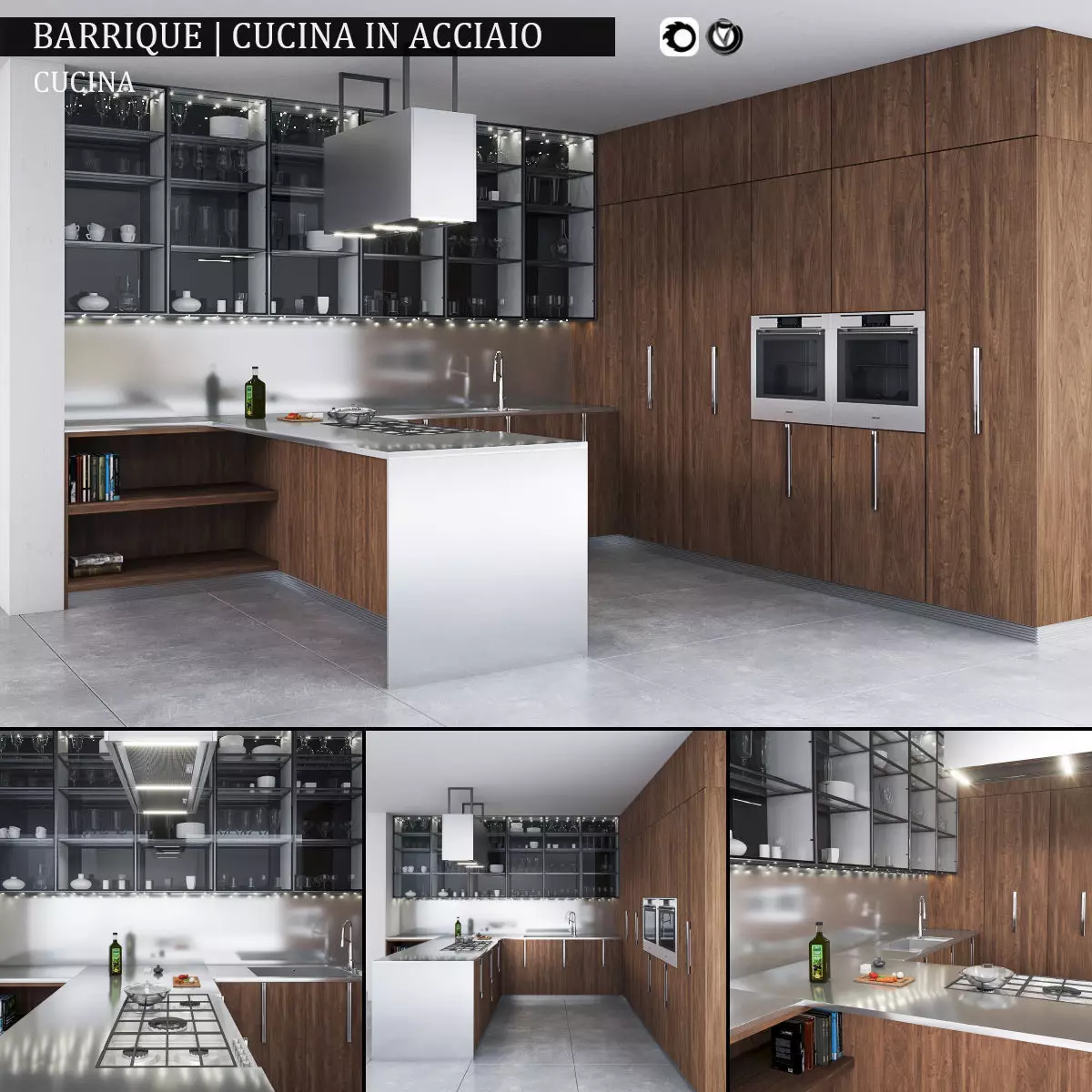 Kitchen Barrique Cucina in acciaio  3D model_0