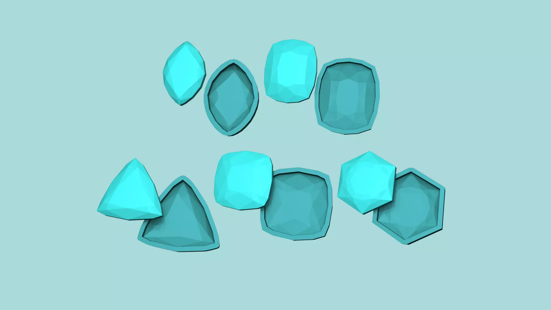 Kit 05 Gemstones Mold D - Jewelry Maker Template 3D print model