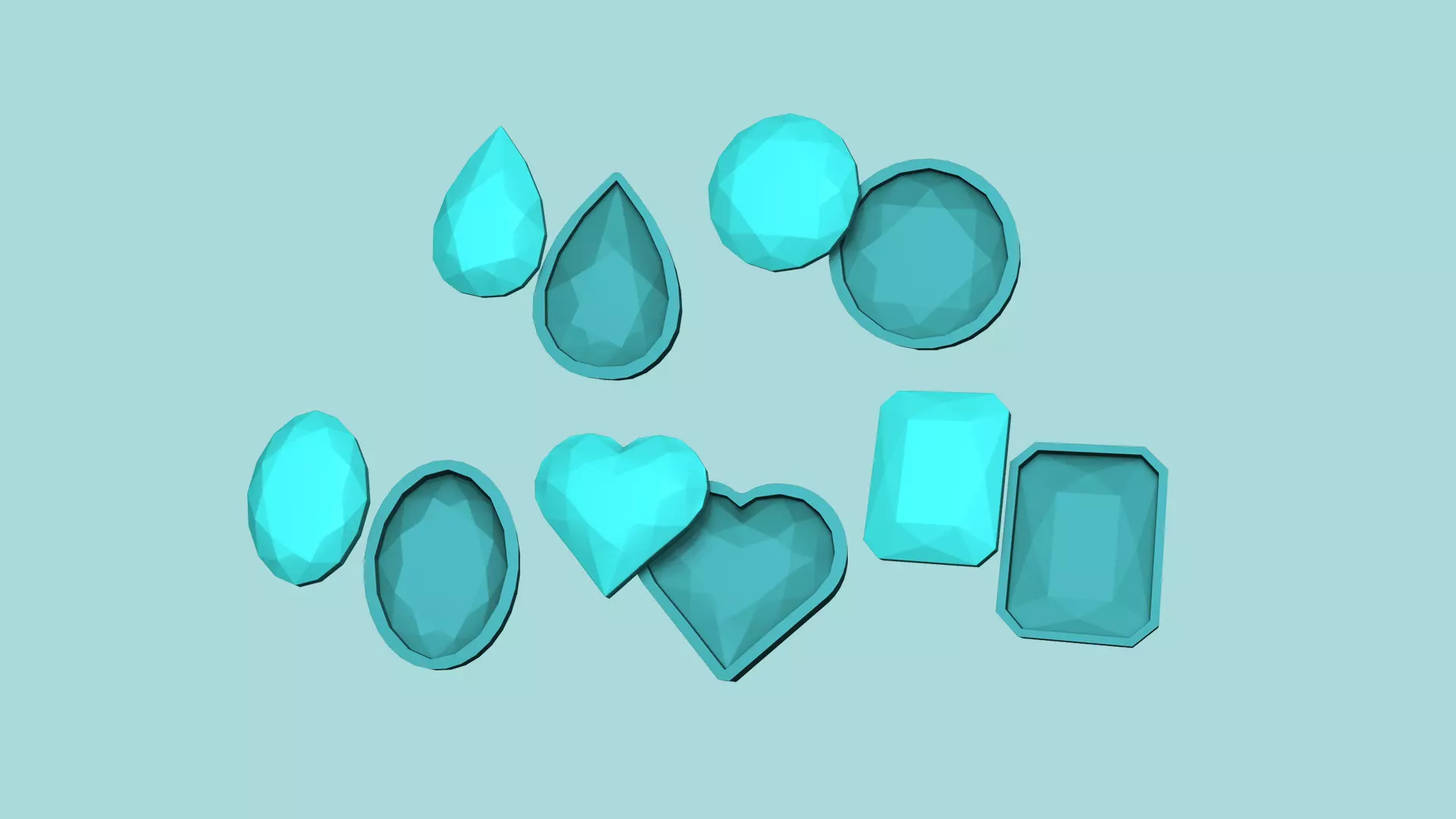 Kit 05 Gemstones Mold C - Jewelry Maker Template 3D print model