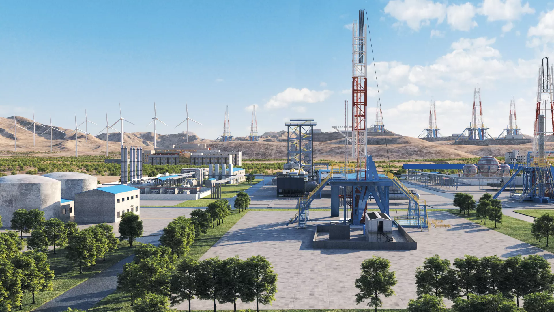 Oil Drilling Oilfield Gas Drilling Refinery 3D model