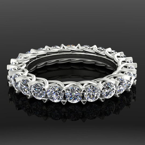 Eternity Round 3mm Diamond Ring with Shared Prong Setting 3D print model_1