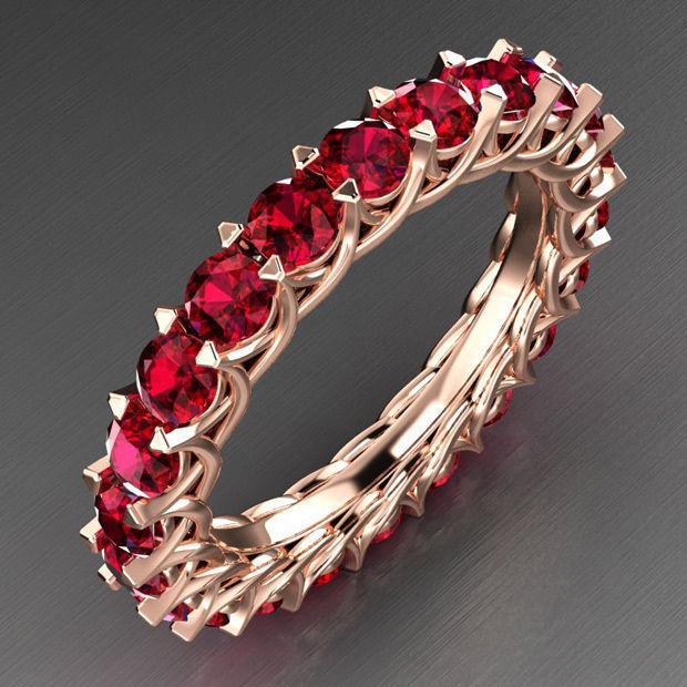 Eternity Round 3mm Diamond Ring with Shared Prong Setting 3D print model_2