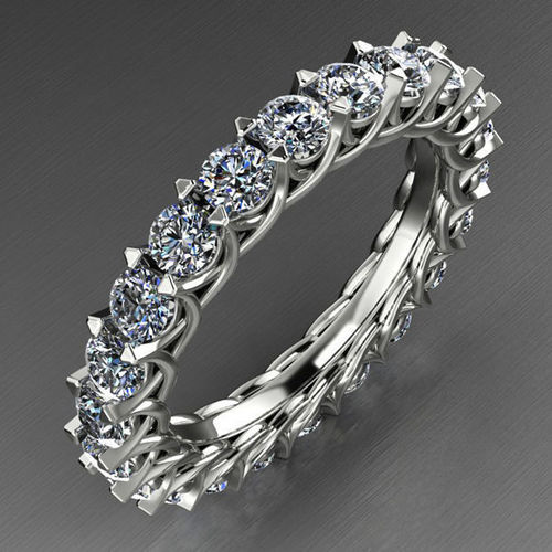 Eternity Round 3mm Diamond Ring with Shared Prong Setting 3D print model