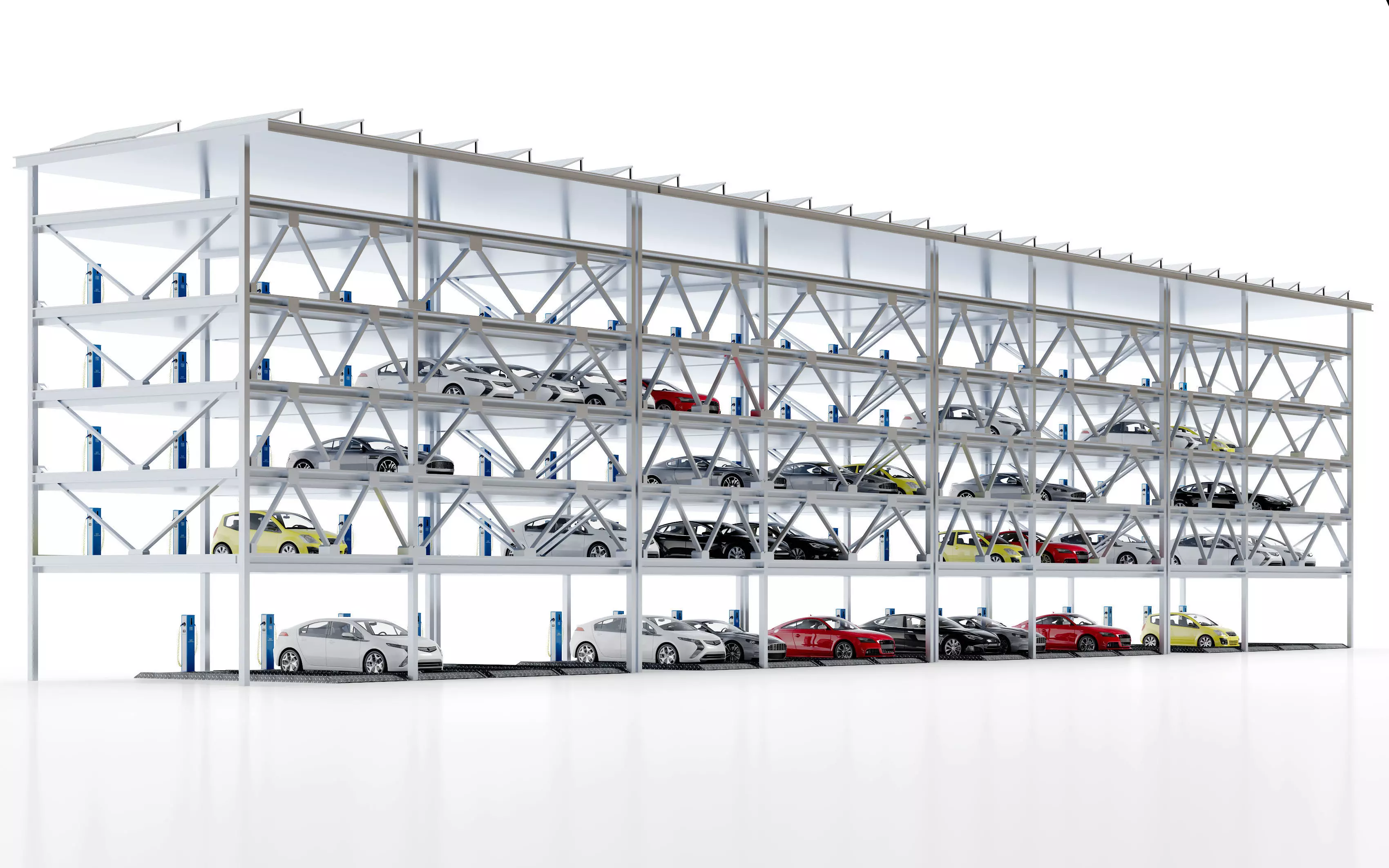 Modern multi-level parking lot 3D model