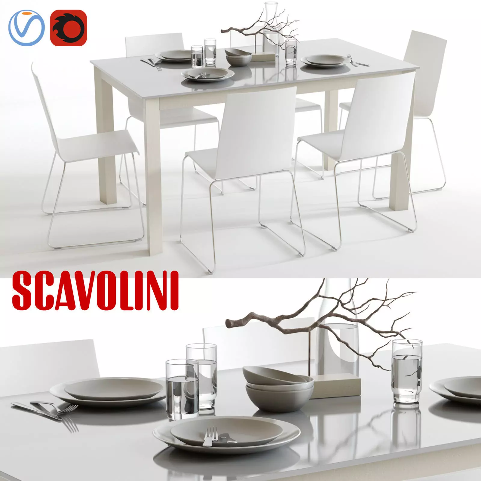 Scavolini Aire and Kuadra Dining Set 3D model_0