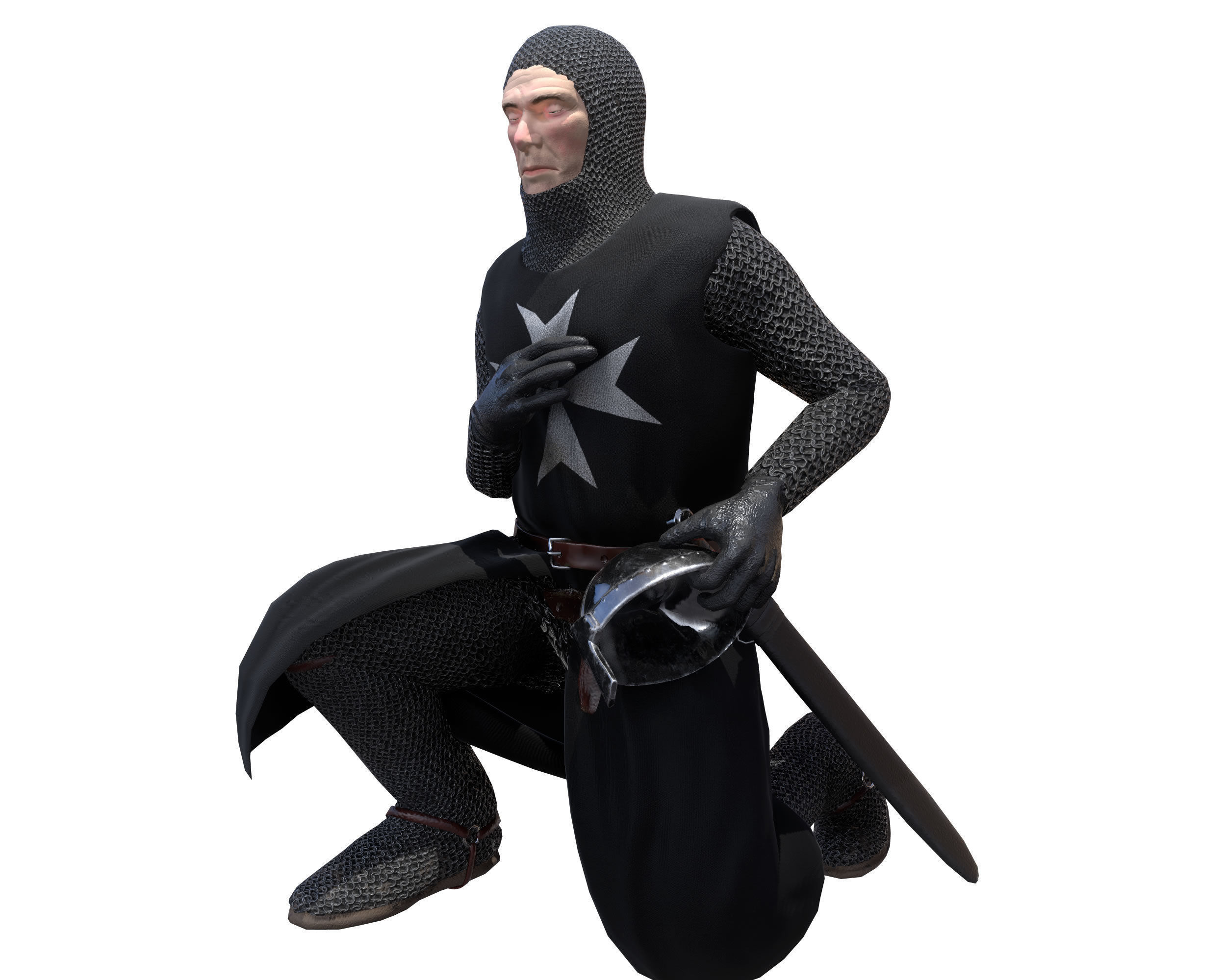 Knight Hospitaller rigged animated game ready PBR  Low-poly 3D model_14