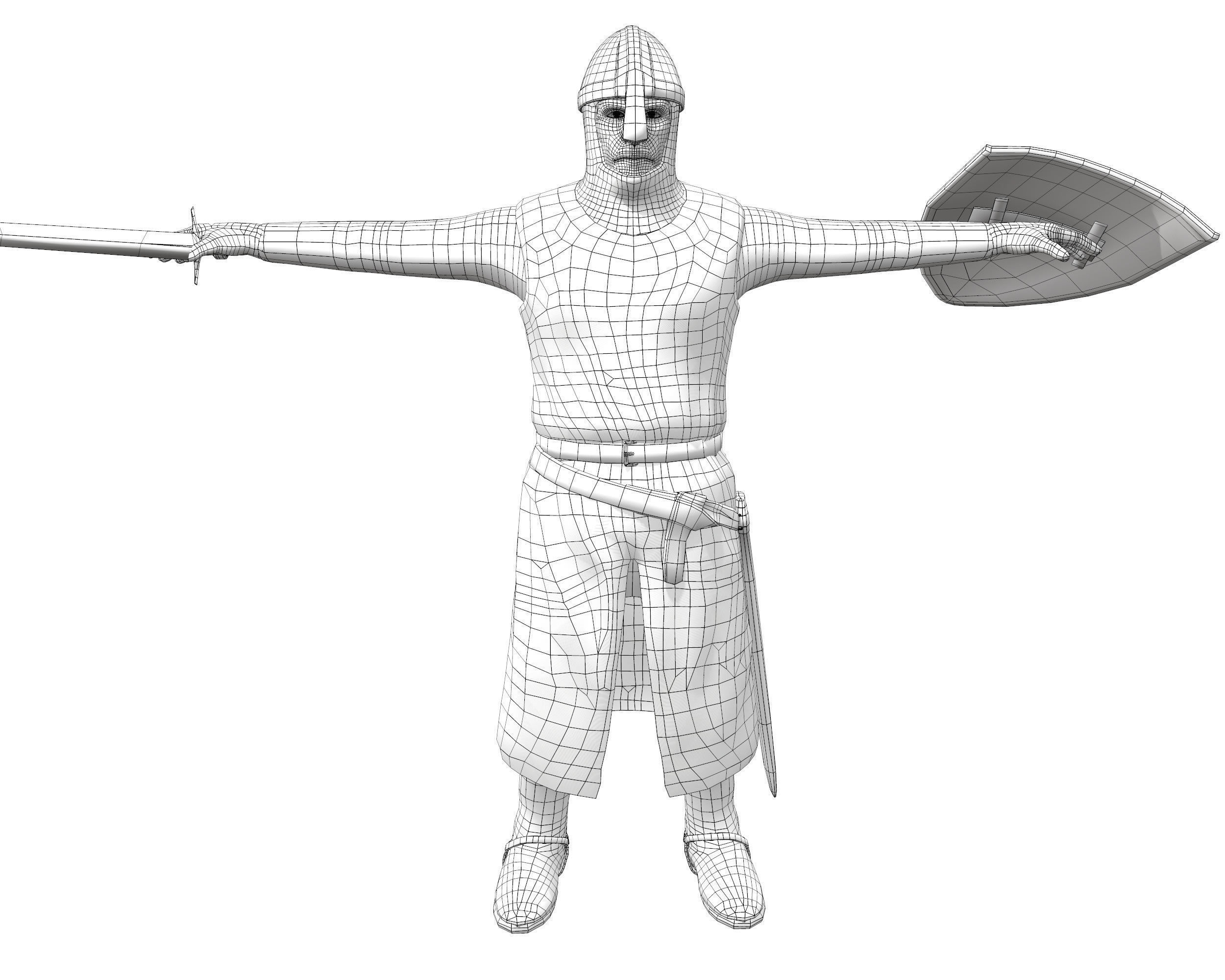 Knight Hospitaller rigged animated game ready PBR  Low-poly 3D model_25