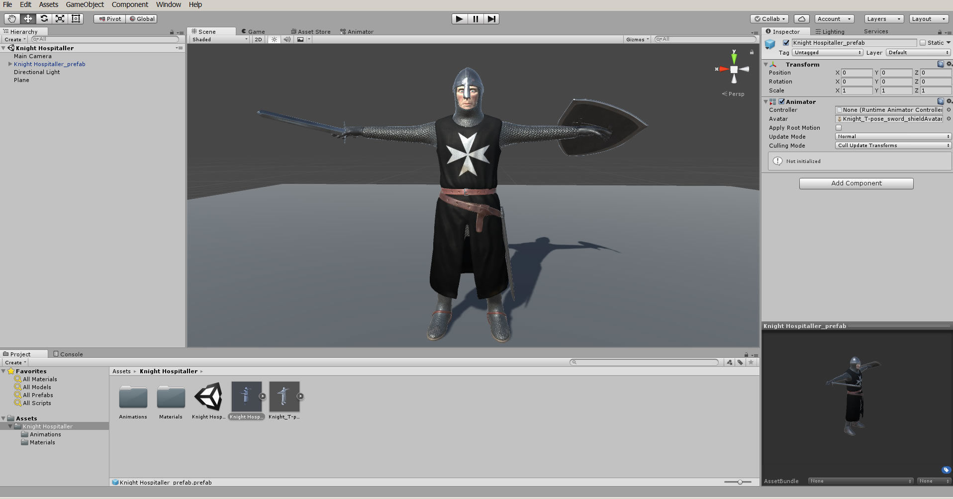 Knight Hospitaller rigged animated game ready PBR  Low-poly 3D model_45