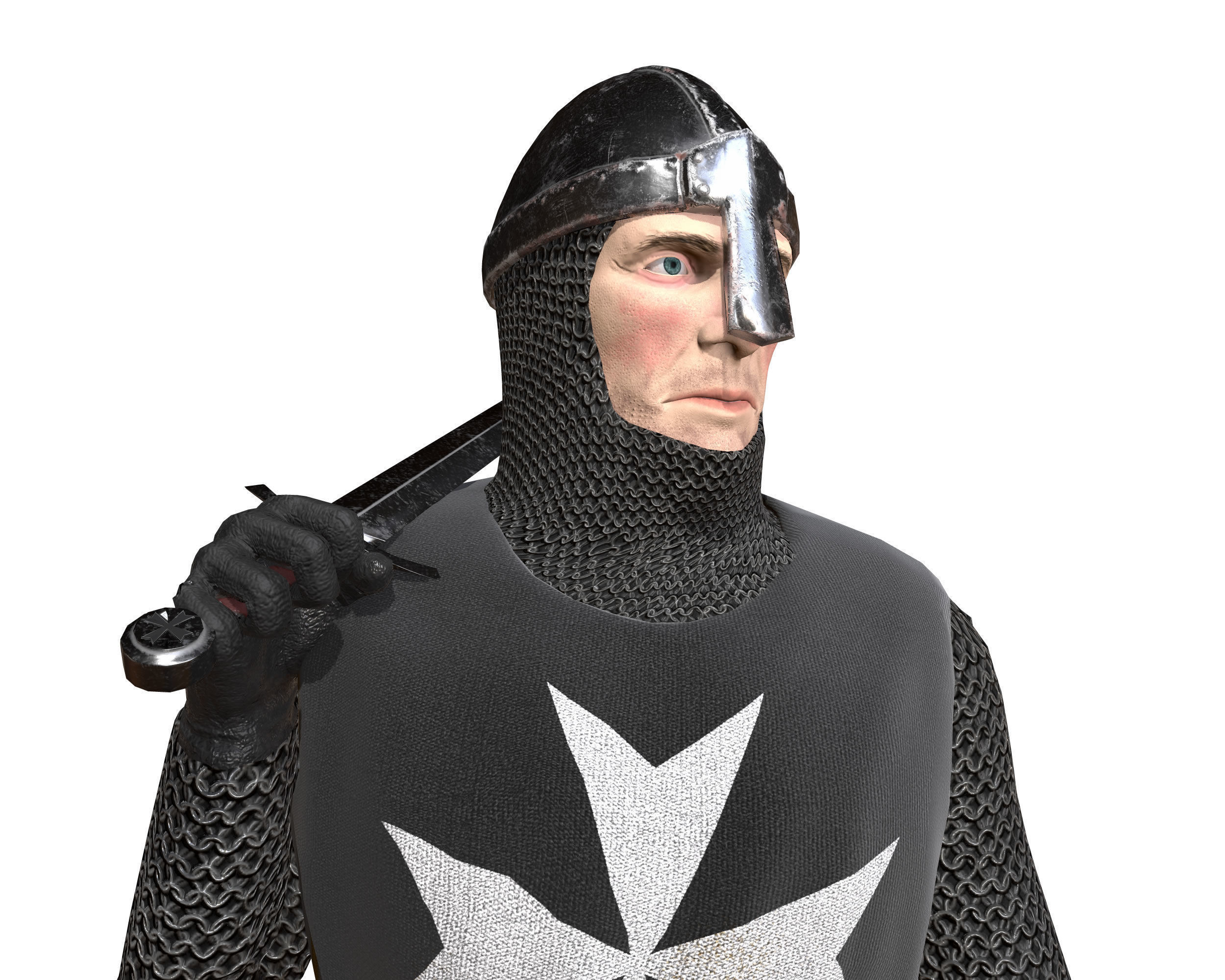 Knight Hospitaller rigged animated game ready PBR  Low-poly 3D model_3