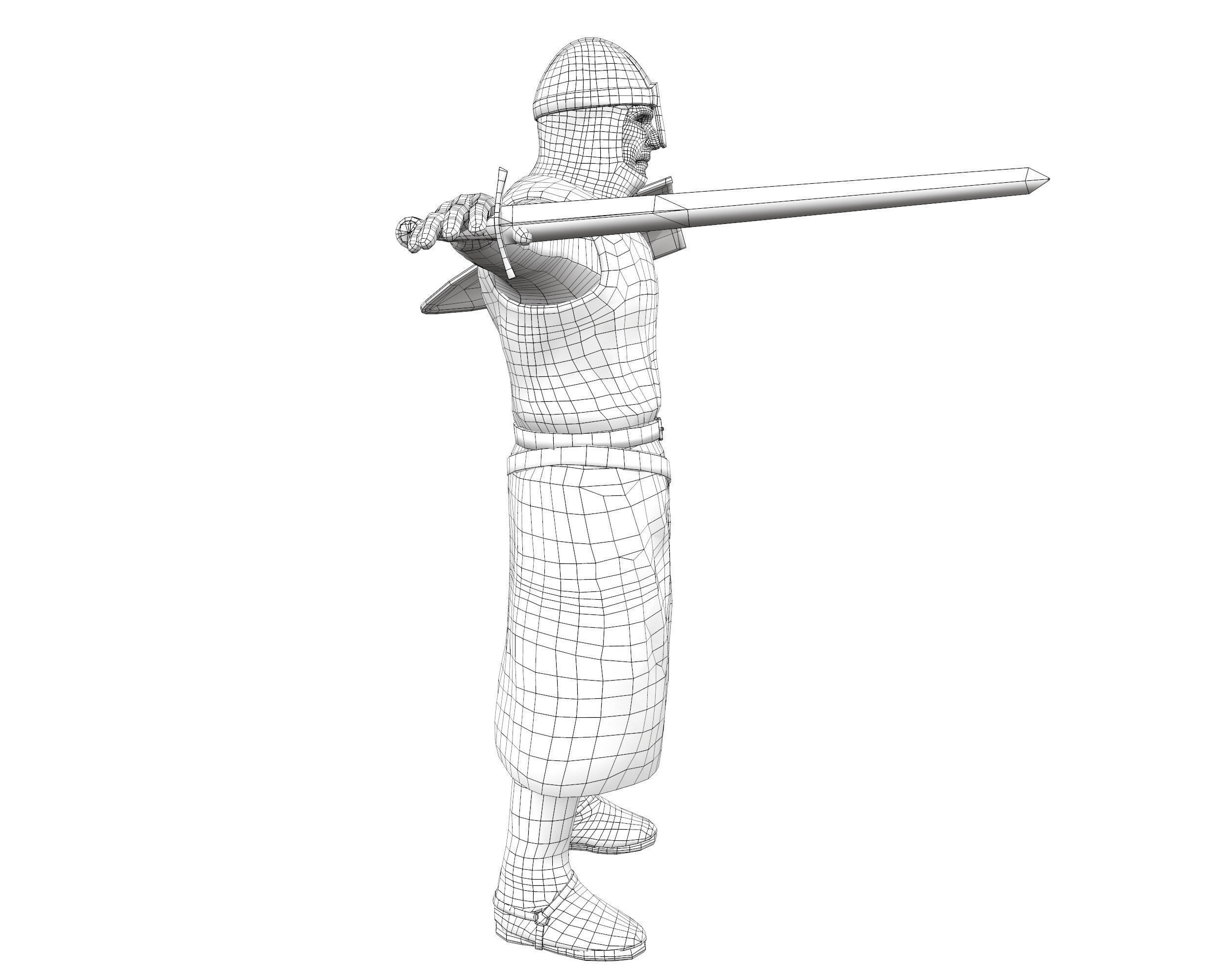 Knight Hospitaller rigged animated game ready PBR  Low-poly 3D model_26