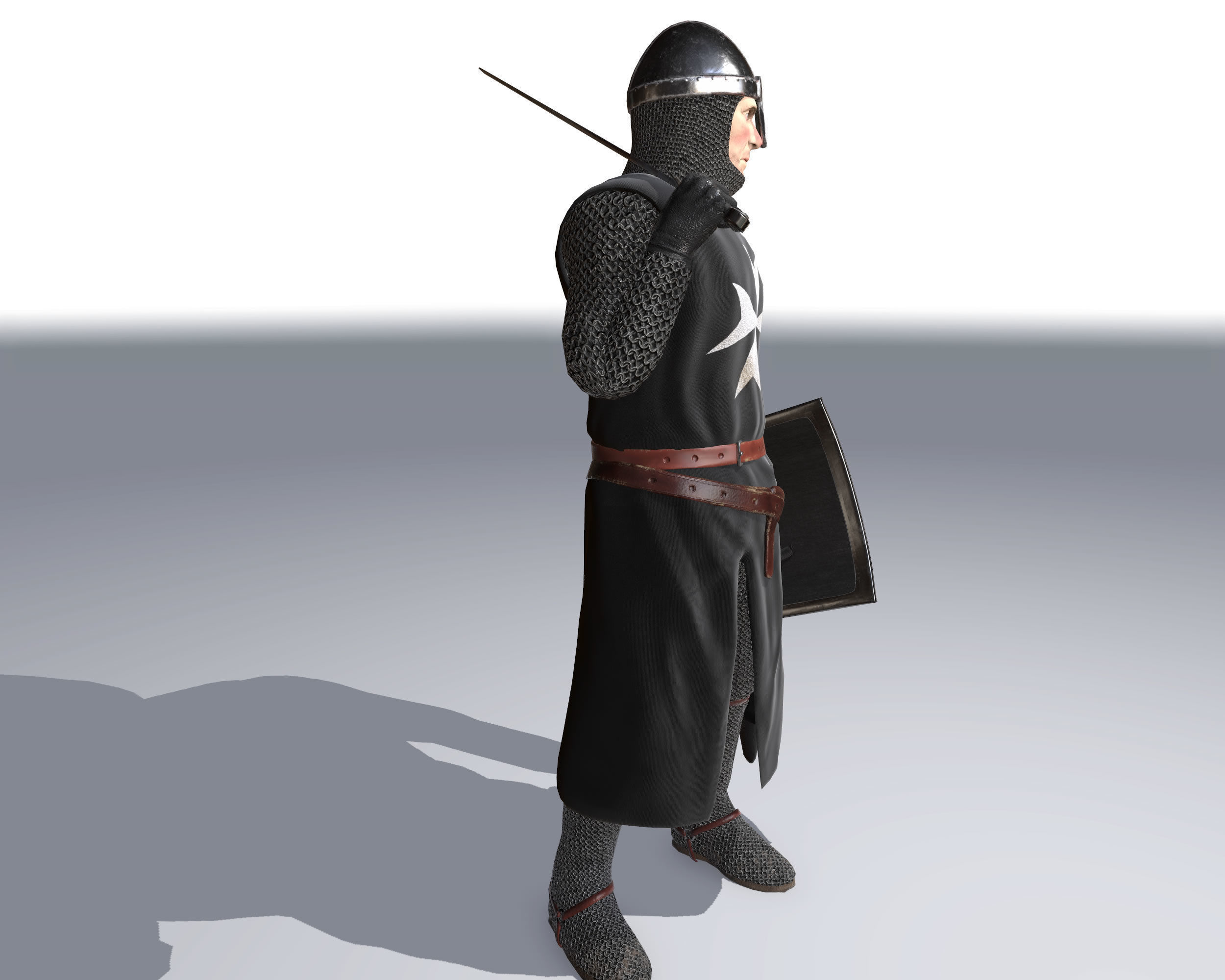 Knight Hospitaller rigged animated game ready PBR  Low-poly 3D model_4
