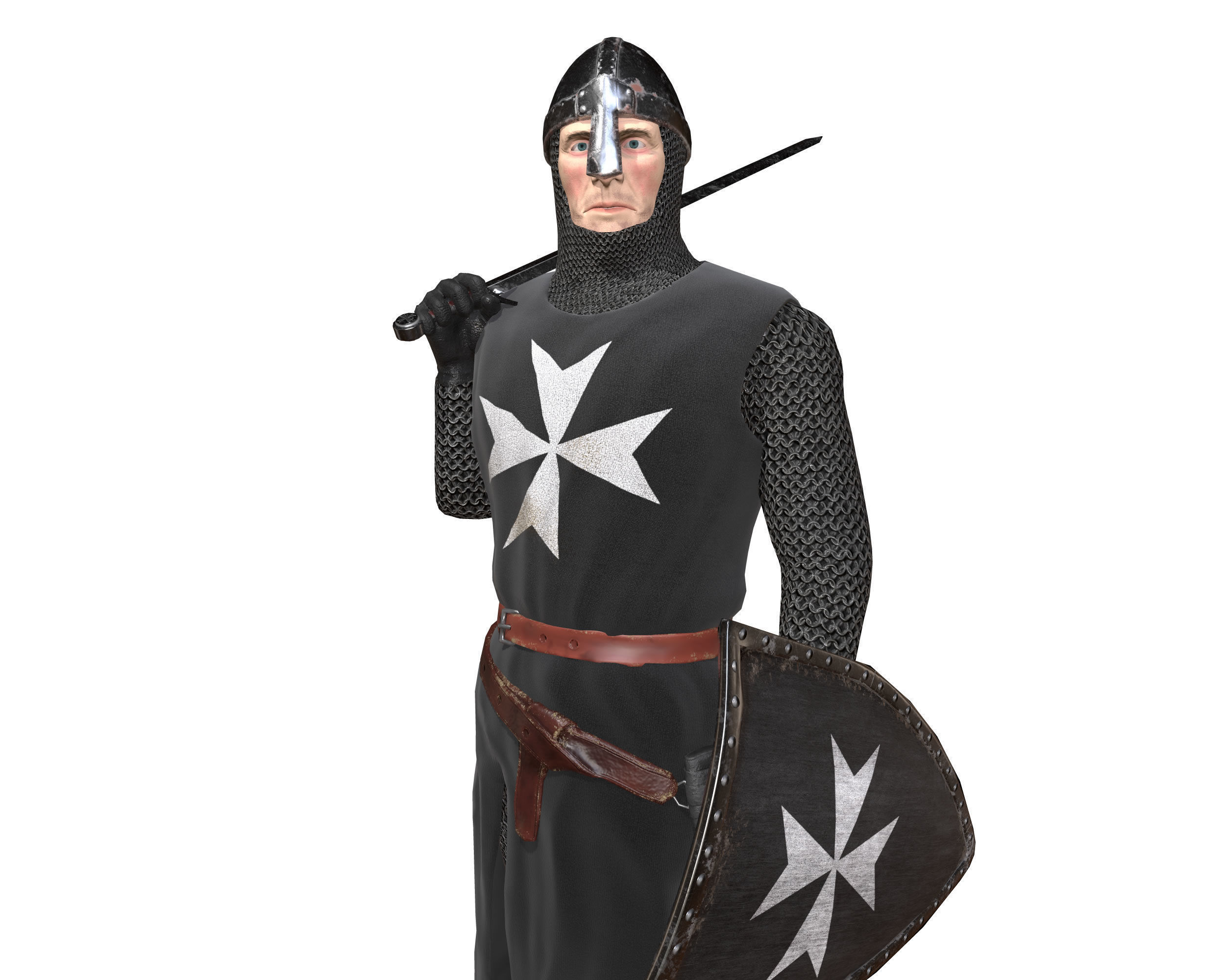 Knight Hospitaller rigged animated game ready PBR  Low-poly 3D model_18