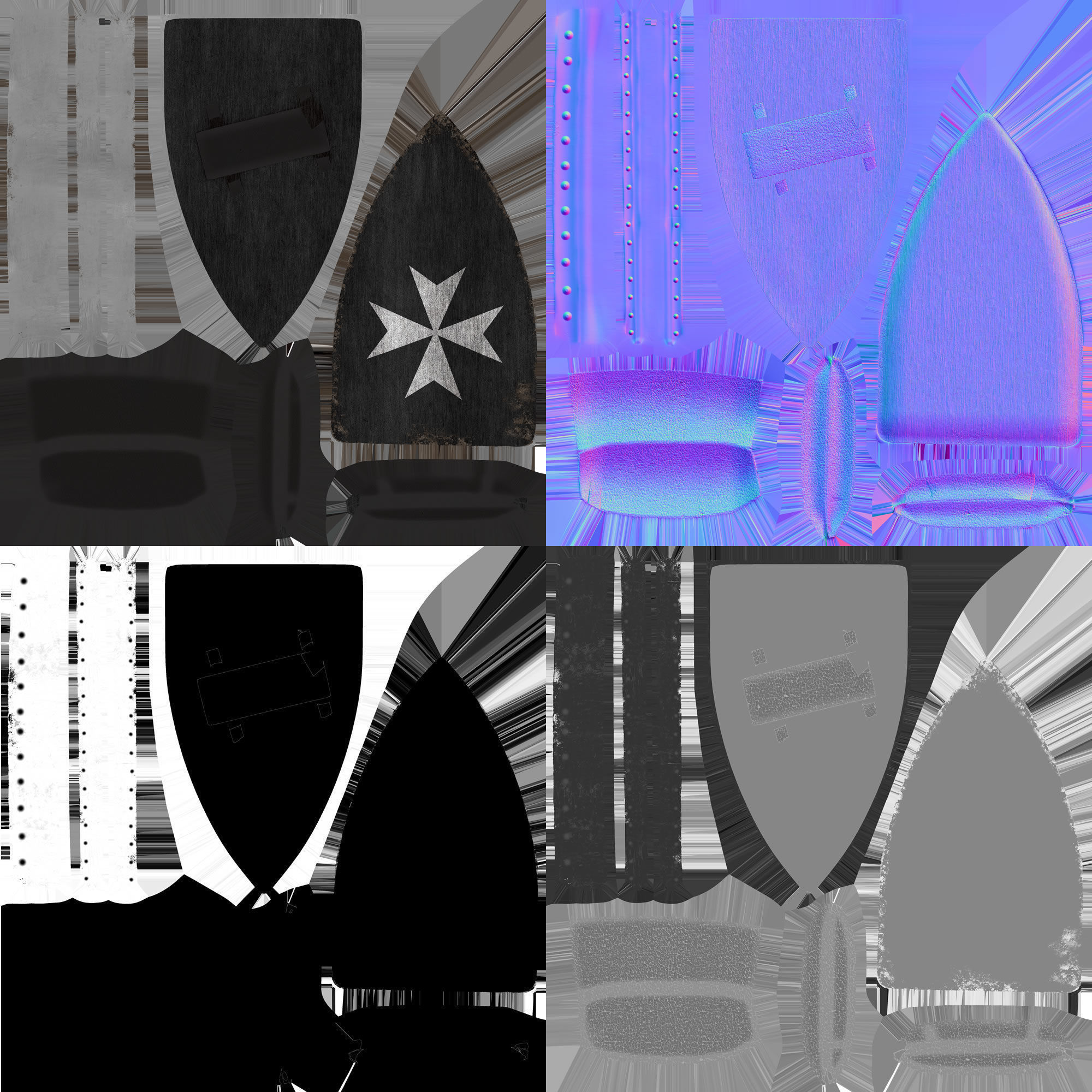 Knight Hospitaller rigged animated game ready PBR  Low-poly 3D model_46