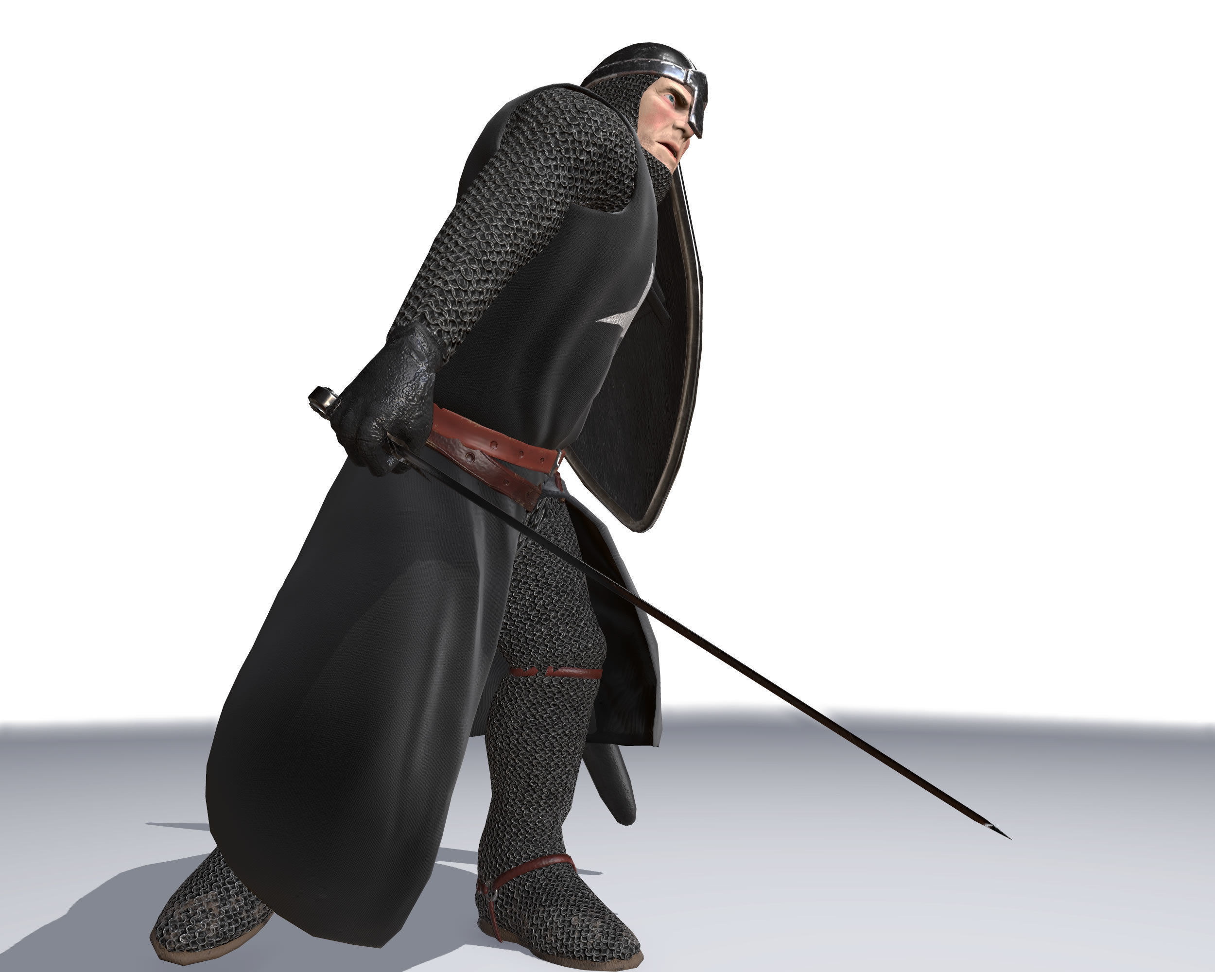 Knight Hospitaller rigged animated game ready PBR  Low-poly 3D model_15