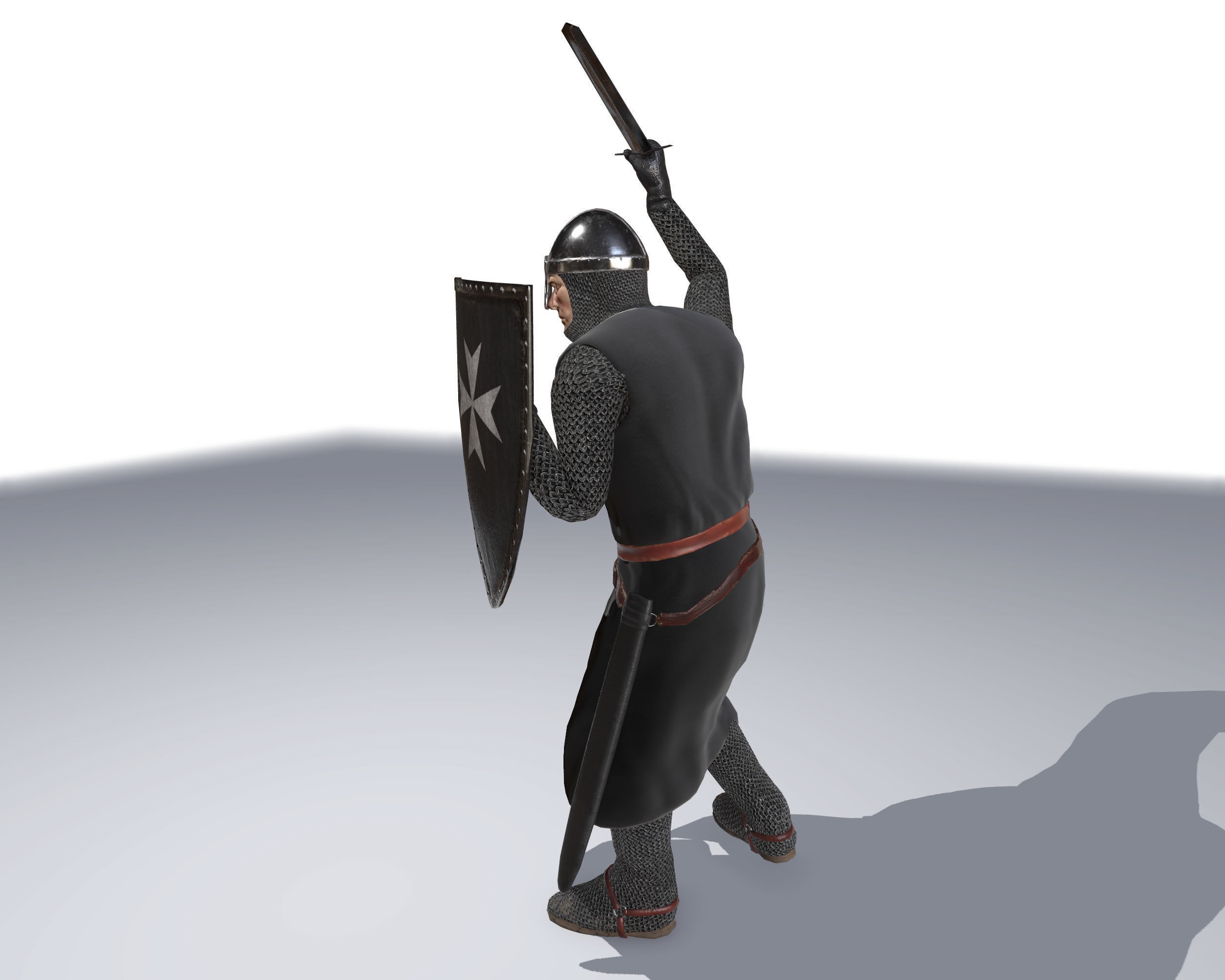 Knight Hospitaller rigged animated game ready PBR  Low-poly 3D model_11