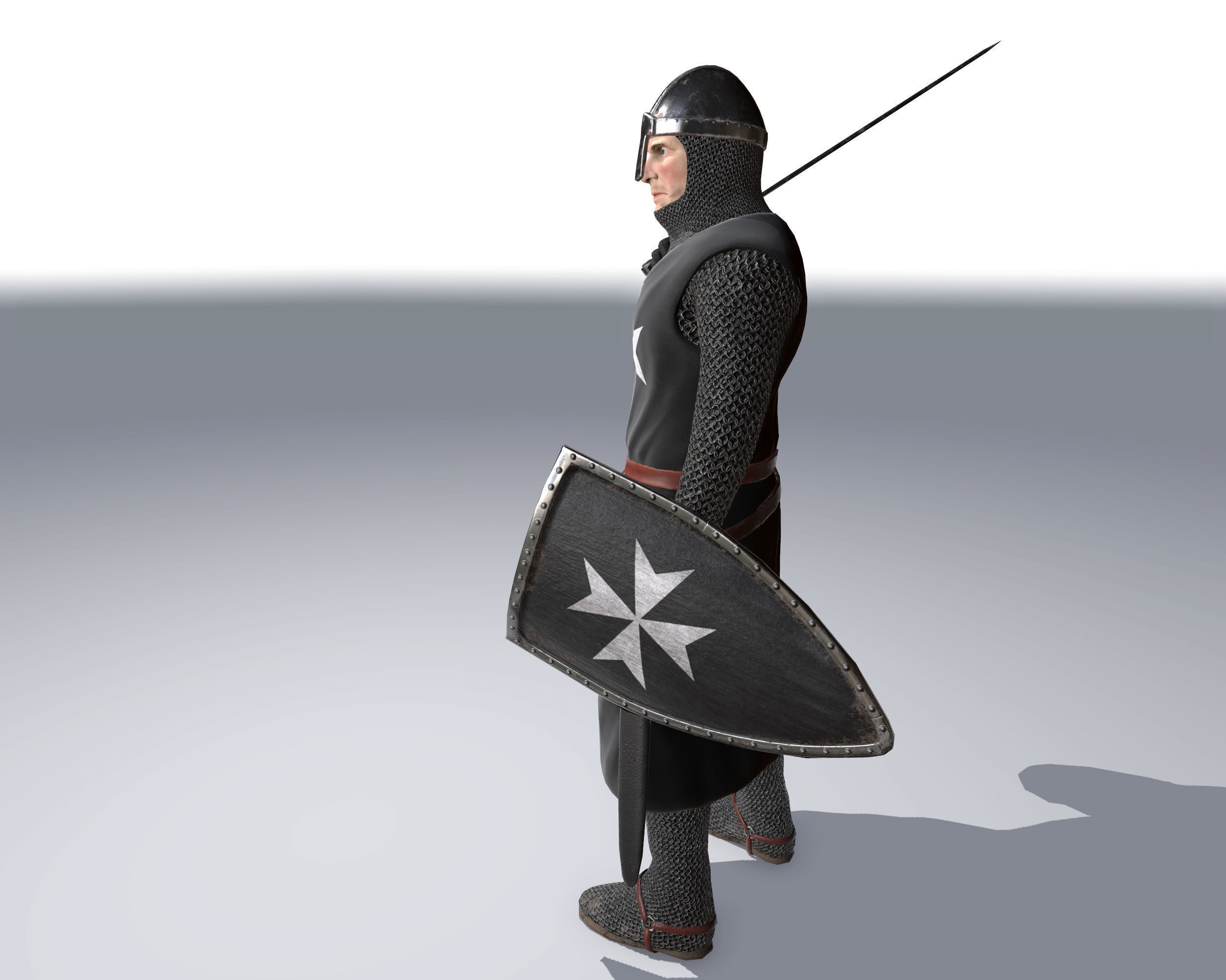 Knight Hospitaller rigged animated game ready PBR  Low-poly 3D model_2