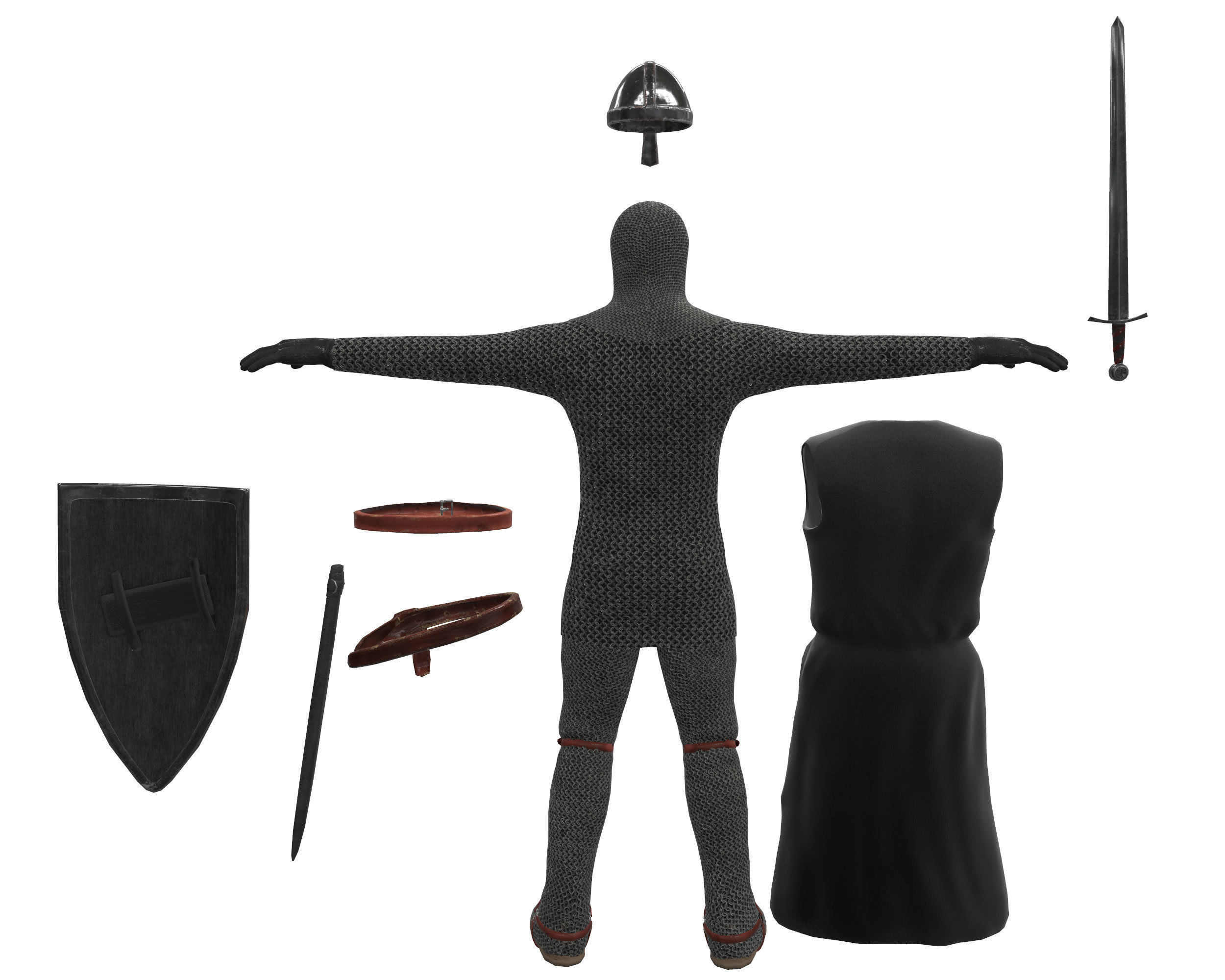 Knight Hospitaller rigged animated game ready PBR  Low-poly 3D model_24