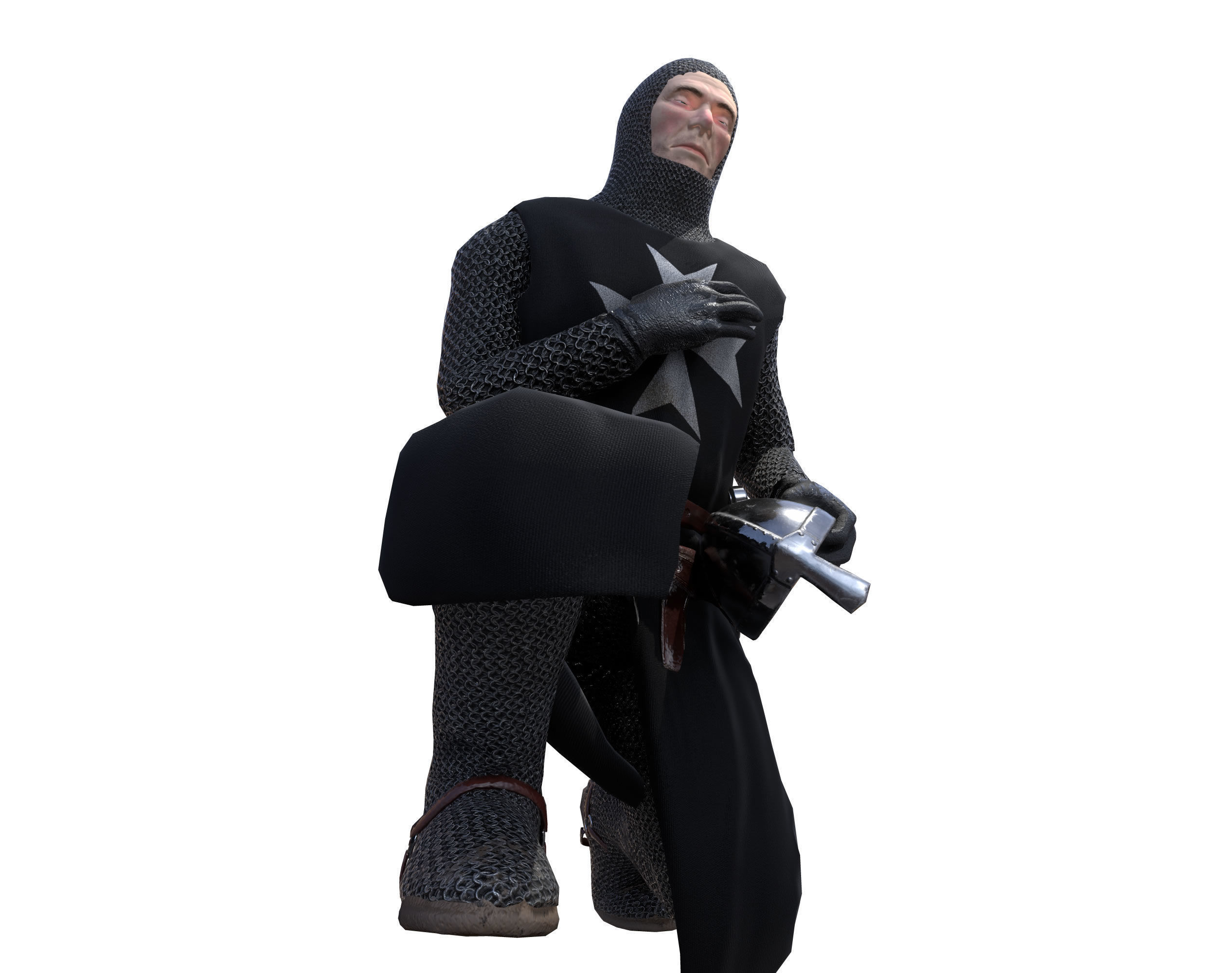 Knight Hospitaller rigged animated game ready PBR  Low-poly 3D model_12