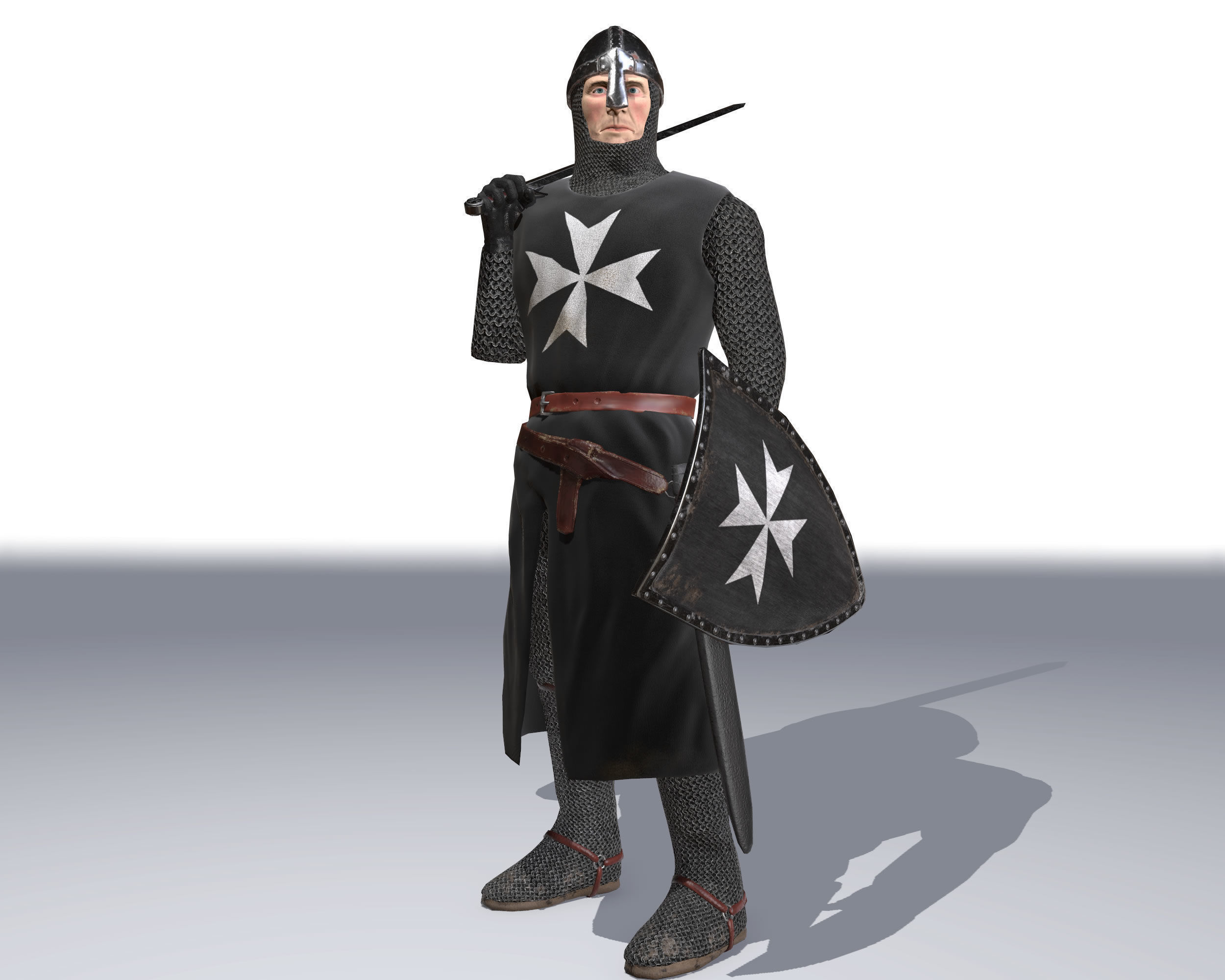 Knight Hospitaller rigged animated game ready PBR  Low-poly 3D model_19