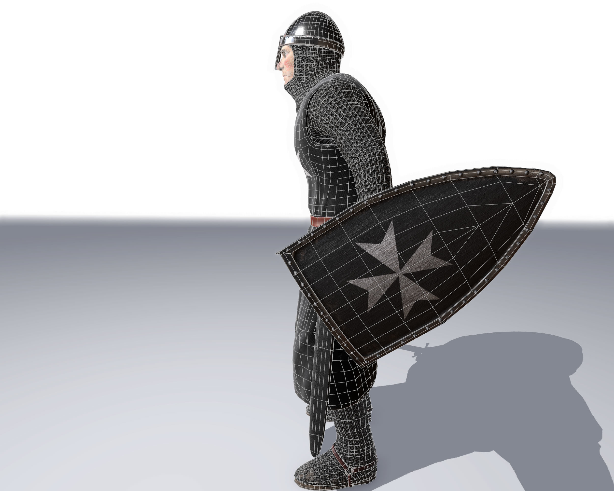Knight Hospitaller rigged animated game ready PBR  Low-poly 3D model_34